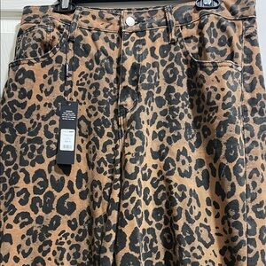 Fashion Nova Leopard Print Jeans - Brown and Black